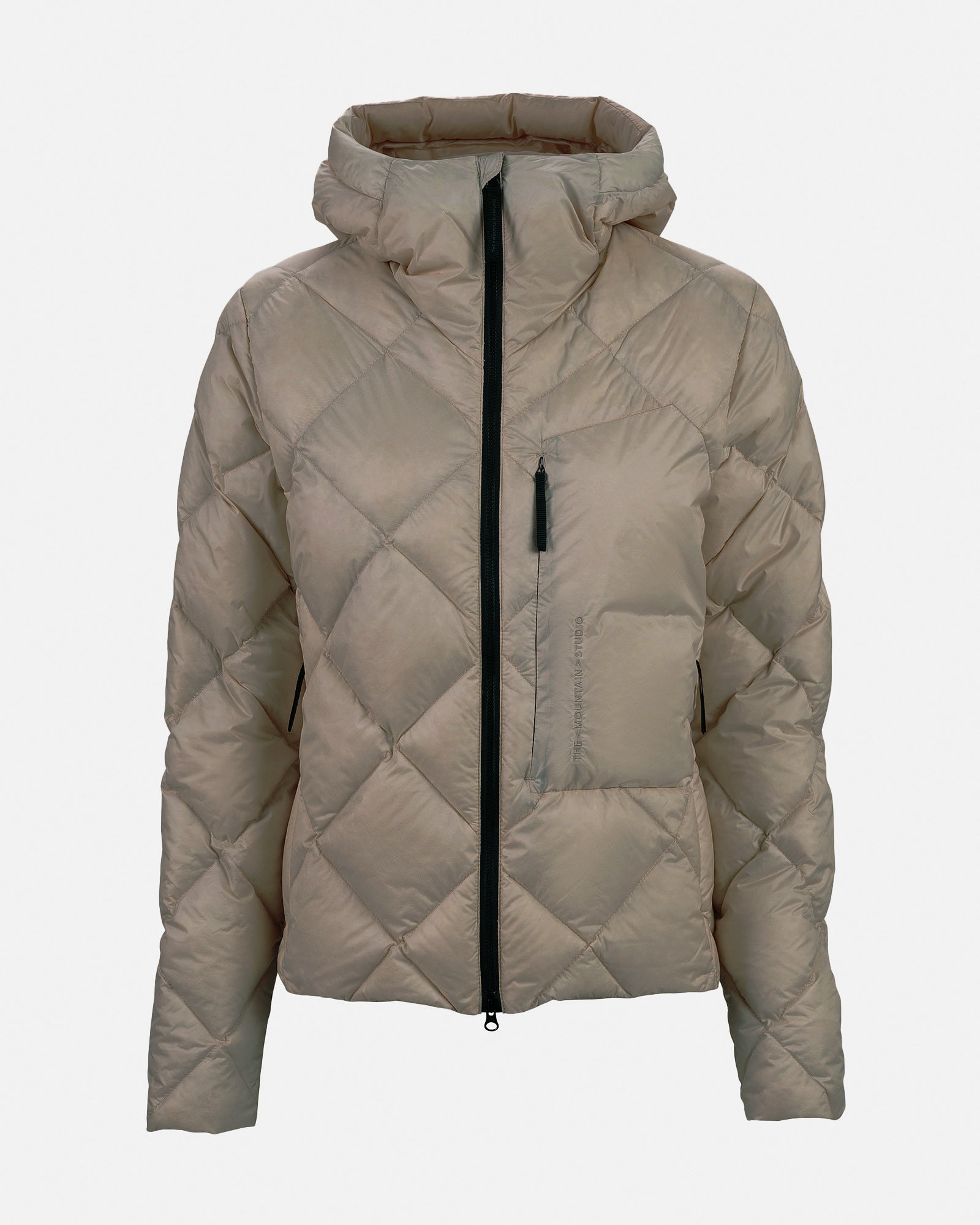Women's Beige Down Puffer Jacket – D-9 WUL | The Mountain Studio