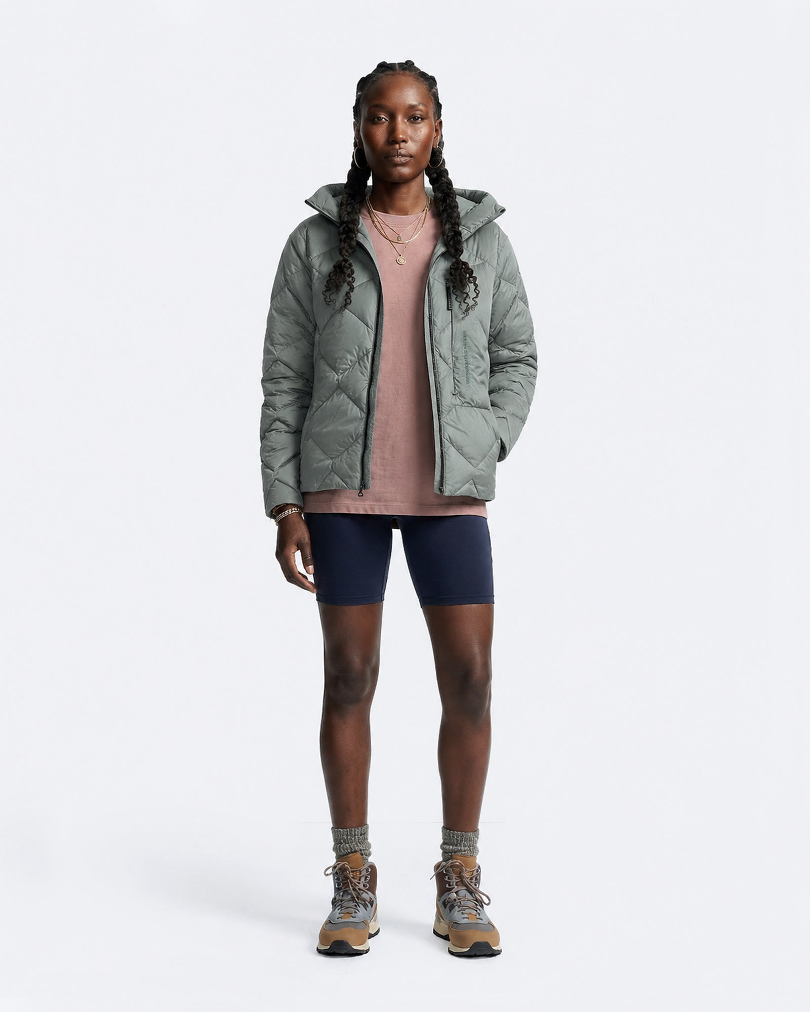 Women's Green Down Puffer Jacket – D-9 WUL | The Mountain Studio