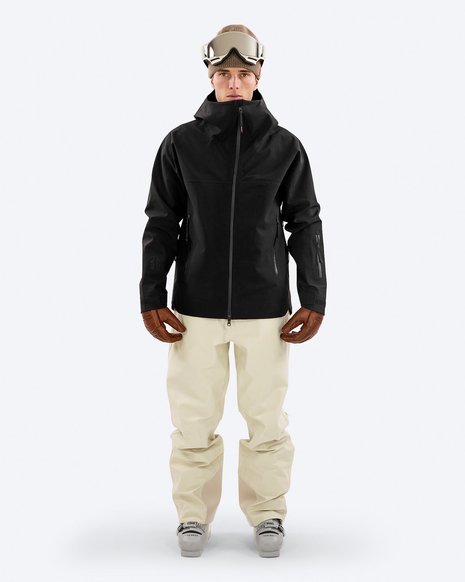 jacket with goggles on hood The Mountain Studio 3l Rugged Ripstop Shell Jacket Black M Men ZA-1369-99-M