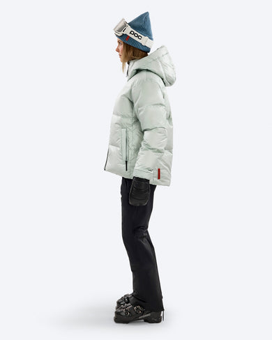 The Mountain Studio D-5 W Pertex Reversible Tecno Down Jacket in Slate Gray/Balsam Green, Balsam Green side out
