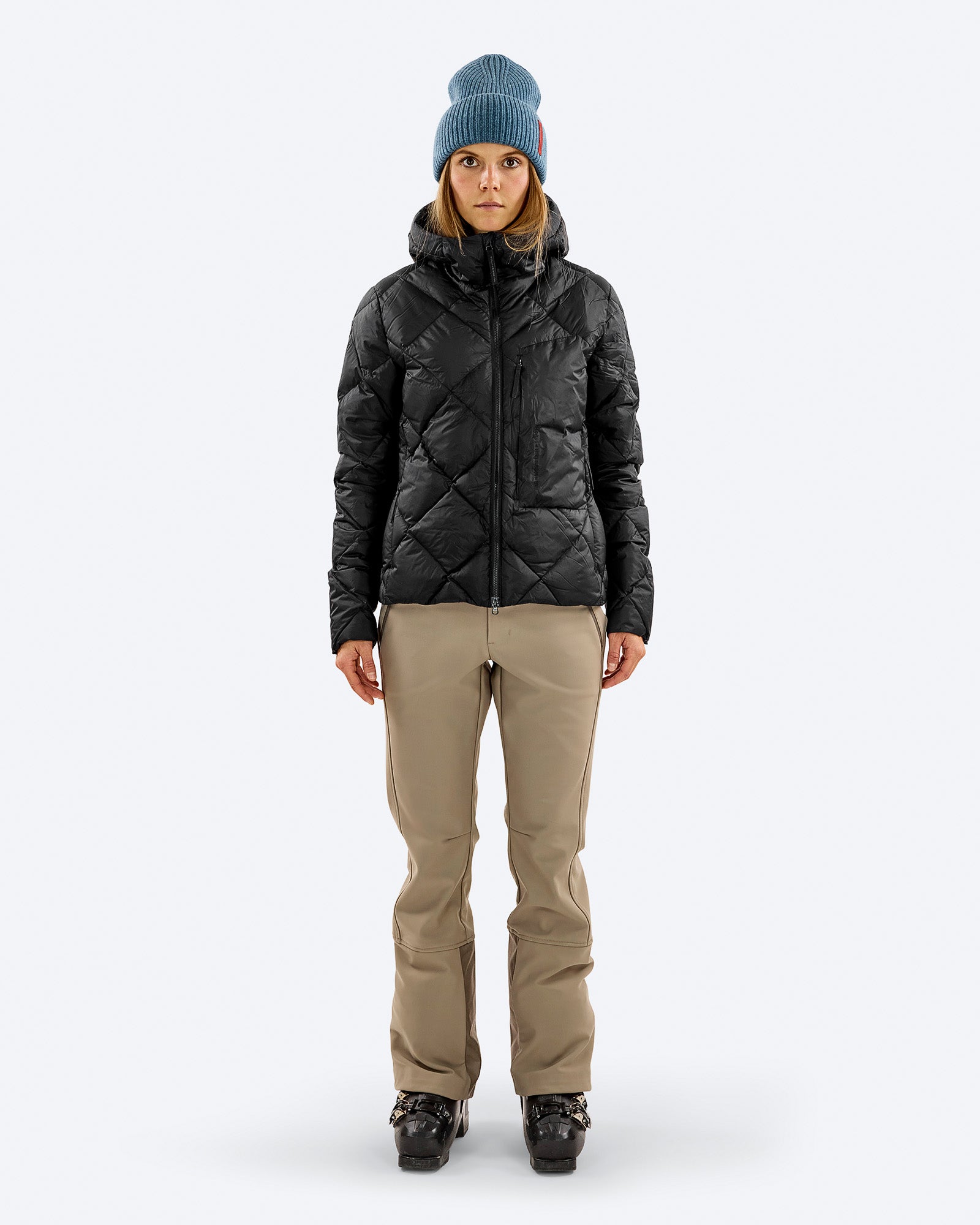 Women's Black Down Puffer Jacket – D-9 WUL | The Mountain Studio