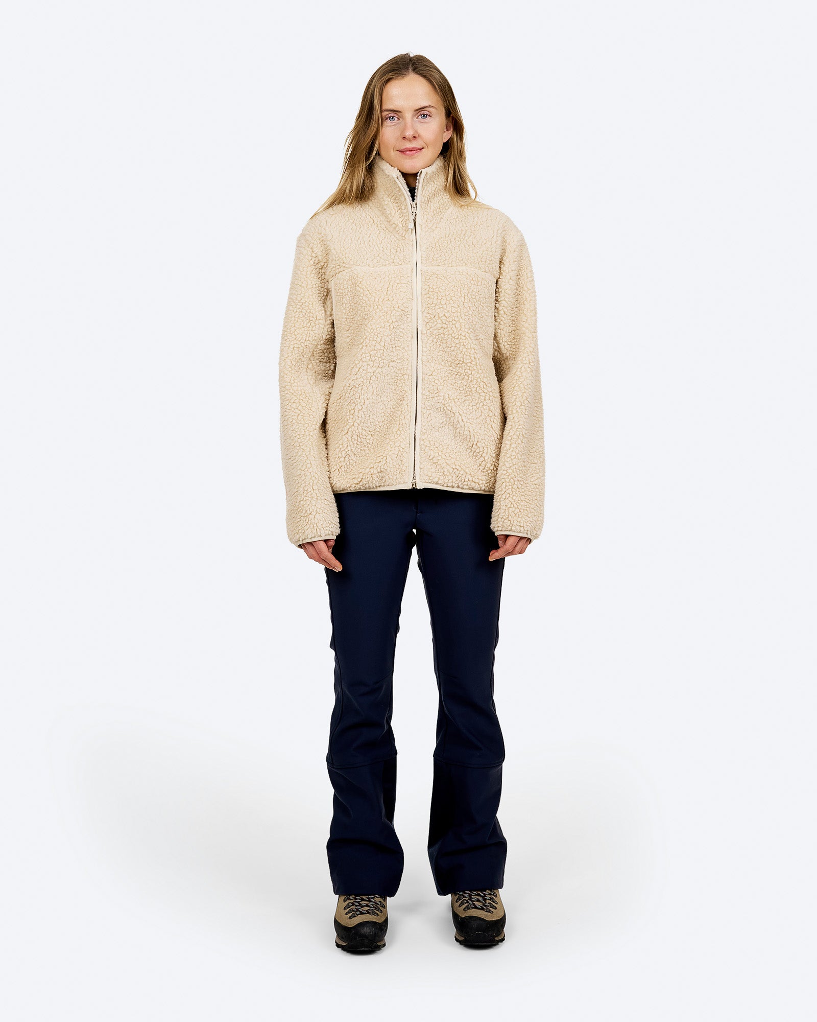 Women's Beige Fleece Jacket – E-9 W | The Mountain Studio