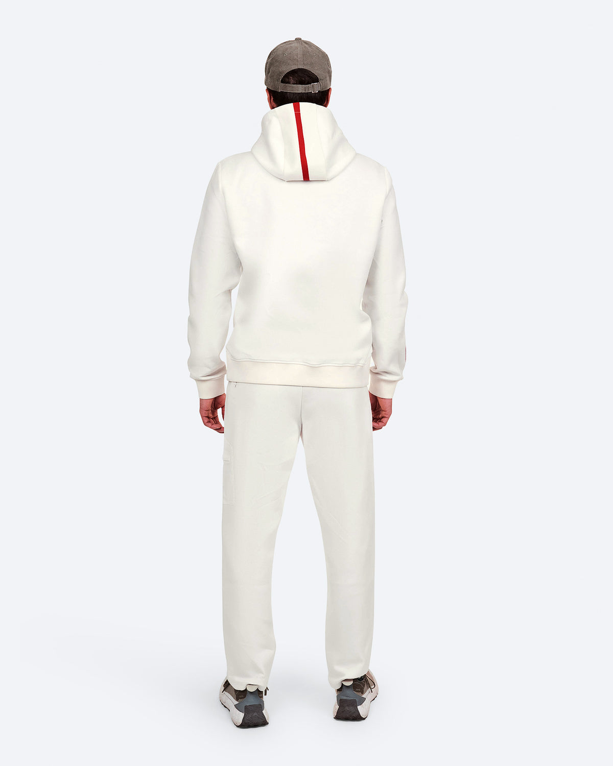 H-9 Cotton Tech Hood Half Zip, on model back, styled with matching sweatpants image