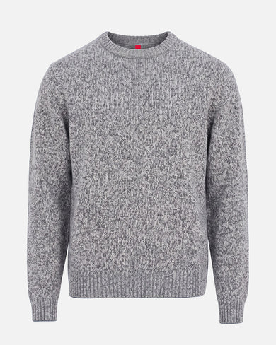 The Mountain Studio K-21 Cashmere Mix Melange Sweater in Grey Melange, flat front