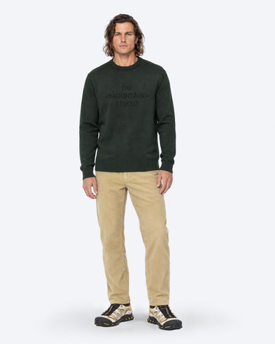K-3 TMS Ski Sweater in Peat, on model front
