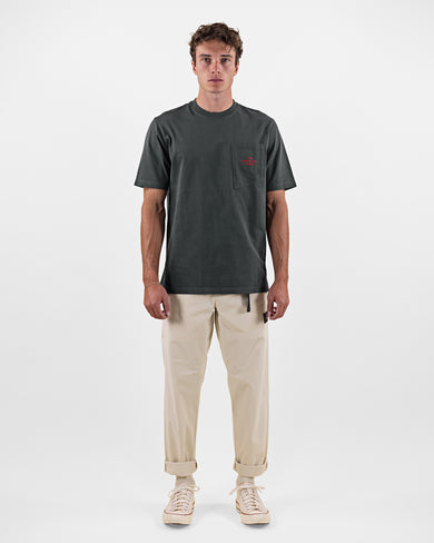 T-6 Pocket T-Shirt in Peat, on model front