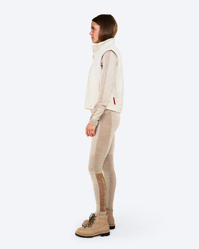 V-17 W Microfleece Vest in Almond Milk, on model side